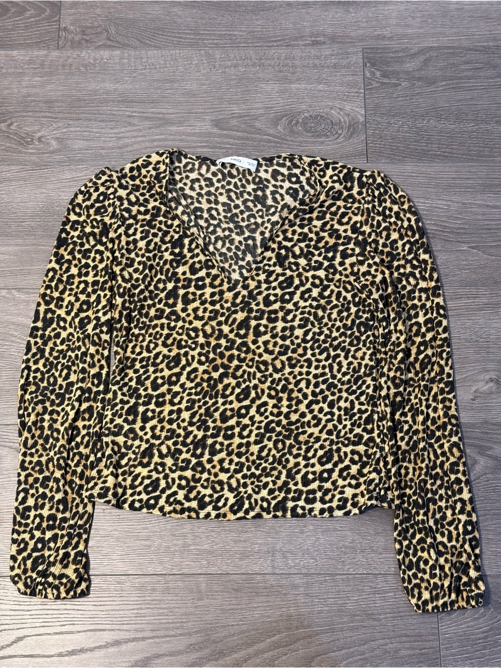 Mango Leopard-Print Long Sleeve Top - Tan and Black
